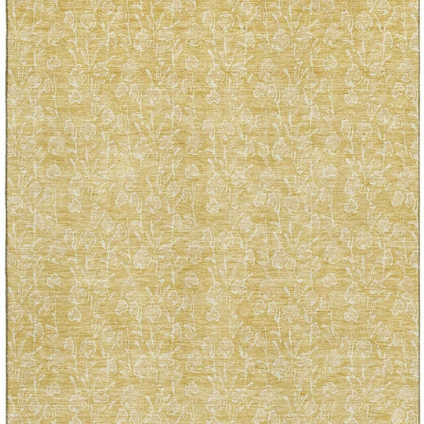 HomeRoots 8' X 10' Elegant Gold and Ivory Floral Area Rug - Washable, UV Protected, Durable for Busy Homes 656410