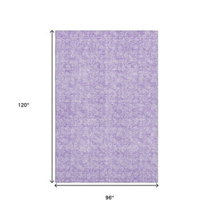 HomeRoots 8' X 10' Lilac and Ivory Floral Area Rug - Durable, Washable, Stain-Resistant with UV Protection 656416