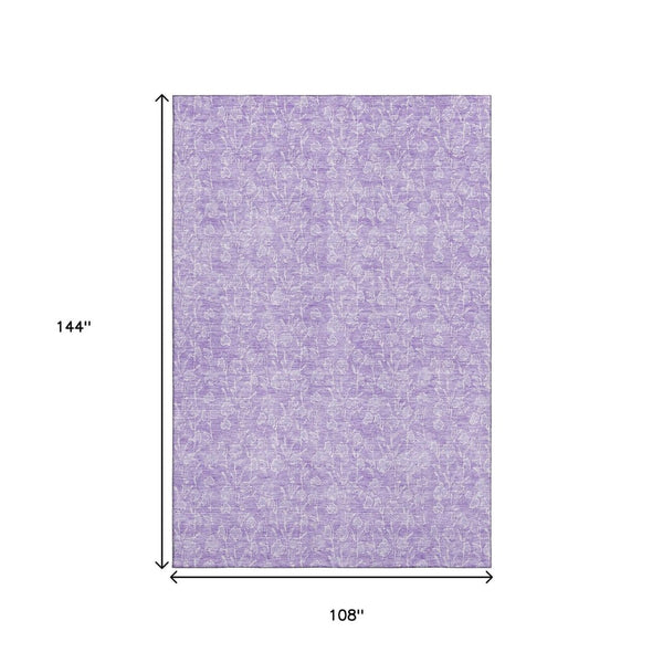 HomeRoots 9' X 12' Lilac & Ivory Floral Washable Area Rug with UV Protection - Stylish, Durable & Easy Care 656417