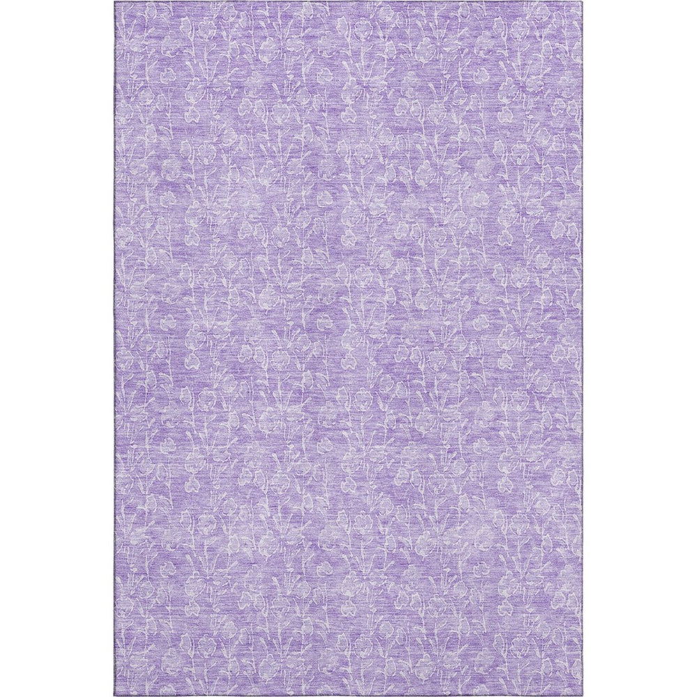 HomeRoots 9' X 12' Lilac & Ivory Floral Washable Area Rug with UV Protection - Stylish, Durable & Easy Care 656417
