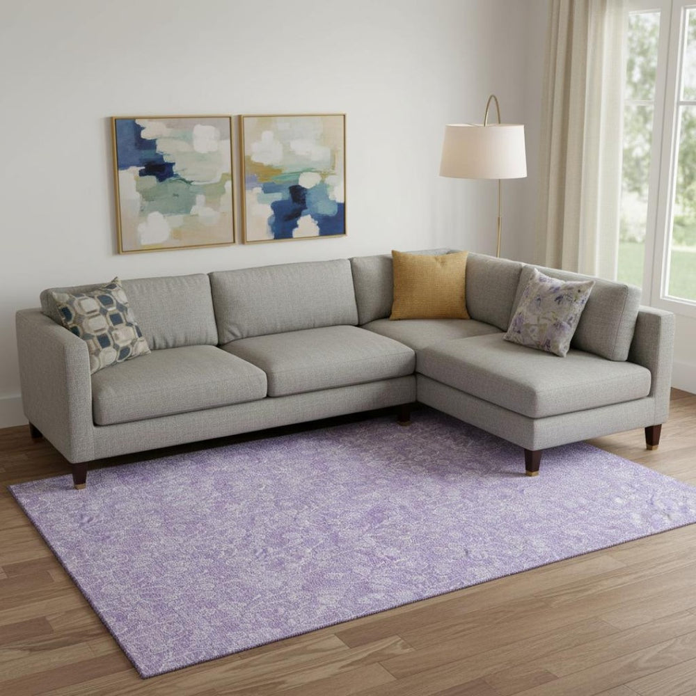 HomeRoots 9' X 12' Lilac & Ivory Floral Washable Area Rug with UV Protection - Stylish, Durable & Easy Care 656417