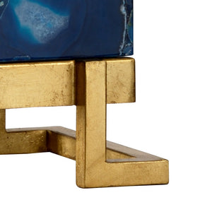 Wildwood Oceans Agate Lamp With Antique Gold Leaf Finish — Blue-Tinted Natural Stone, Sculptural Ambient Light 65642