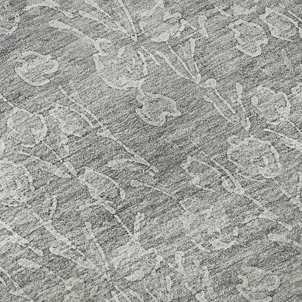HomeRoots 8' X 10' Silver And Ivory Floral Area Rug - Stylish, Washable Design with UV Protection for Homes 656422