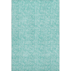 HomeRoots 10' X 14' Teal & Ivory Floral Area Rug - Washable, UV Protected, Perfect for Family Spaces & Pets 656430