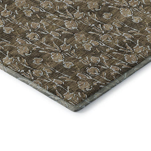 HomeRoots 10' Brown & Ivory Floral Washable Area Rug – Durable, Stain-Resistant, UV Protected for Homes 656436