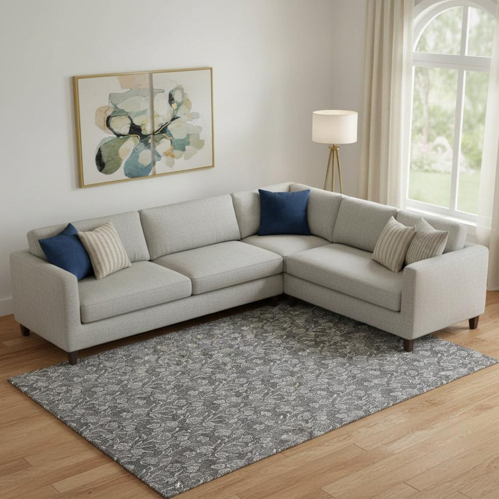 HomeRoots 8' X 10' Elegant Gray & Silver Floral Washable Area Rug with UV Protection for High-Traffic Spaces 656440
