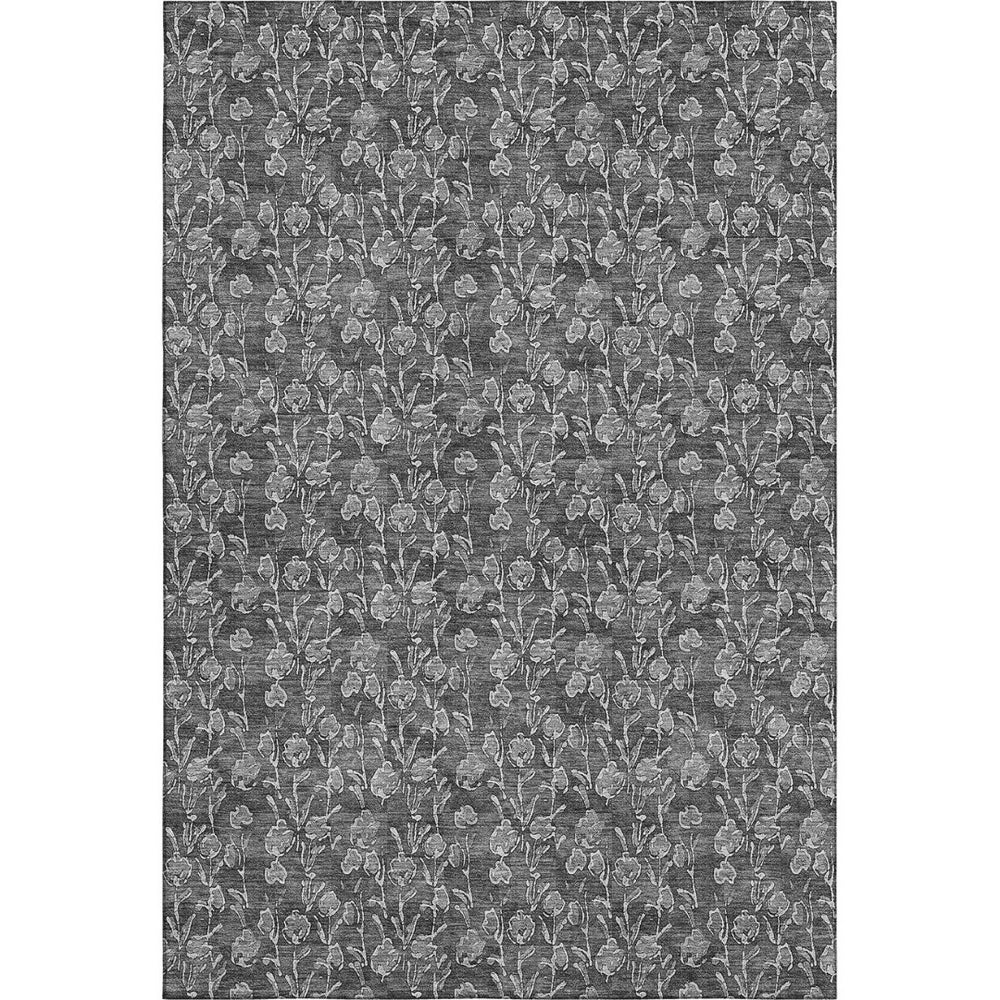 HomeRoots 9' X 12' Gray And Silver Floral Area Rug – Stylish, Washable, UV-Protected, Ideal for Busy Homes! 656441