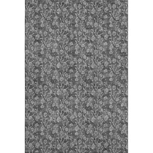 HomeRoots 9' X 12' Gray And Silver Floral Area Rug – Stylish, Washable, UV-Protected, Ideal for Busy Homes! 656441