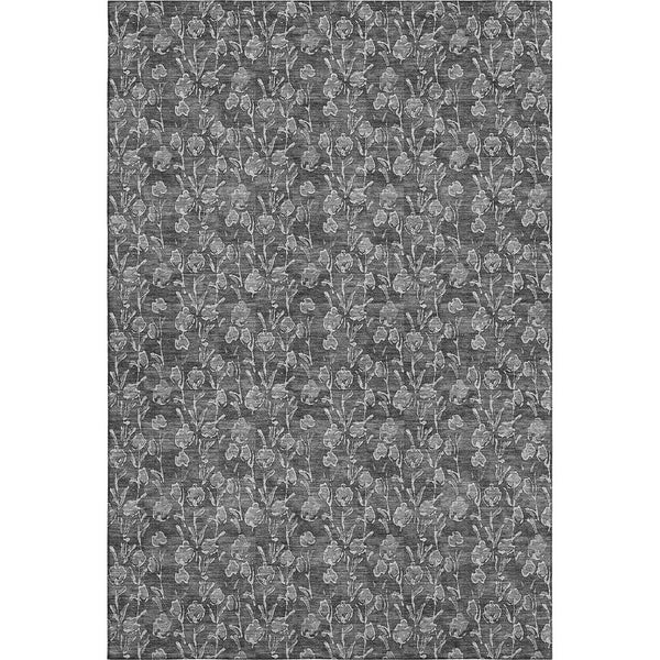 HomeRoots 9' X 12' Gray And Silver Floral Area Rug – Stylish, Washable, UV-Protected, Ideal for Busy Homes! 656441