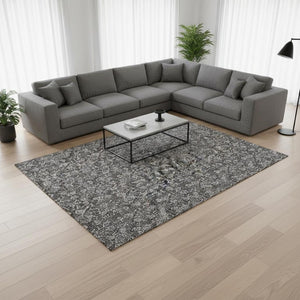 HomeRoots 9' X 12' Gray And Silver Floral Area Rug – Stylish, Washable, UV-Protected, Ideal for Busy Homes! 656441