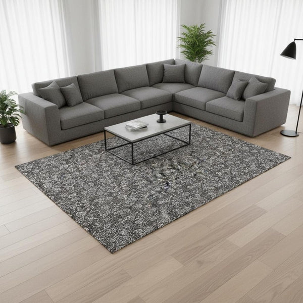 HomeRoots 9' X 12' Gray And Silver Floral Area Rug – Stylish, Washable, UV-Protected, Ideal for Busy Homes! 656441
