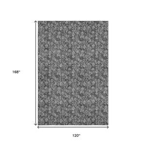 HomeRoots 10' X 14' Gray Floral Area Rug - Washable, UV-Protected, Durable, and Perfect for High-Traffic Spaces! 656442