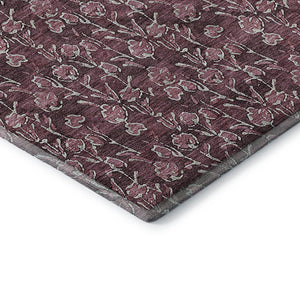 HomeRoots 5' X 8' Merlot Floral Area Rug - Washable, UV Protected, Stain-Resistant for High-Traffic Spaces 656444