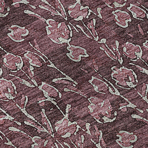 HomeRoots 5' X 8' Merlot Floral Area Rug - Washable, UV Protected, Stain-Resistant for High-Traffic Spaces 656444