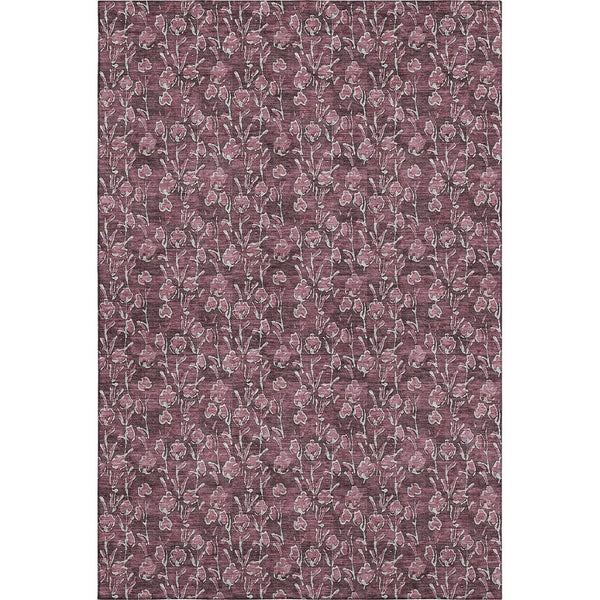 HomeRoots 8' X 10' Merlot and Ivory Floral Washable Area Rug - Durable, Stain Resistant, UV Protected Design 656446