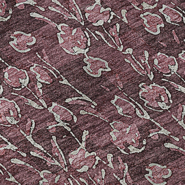 HomeRoots 8' X 10' Merlot and Ivory Floral Washable Area Rug - Durable, Stain Resistant, UV Protected Design 656446