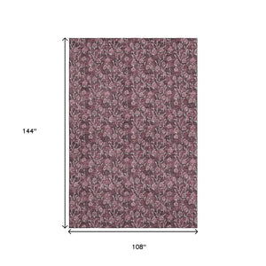 HomeRoots 9' X 12' Elegant Merlot and Ivory Floral Area Rug – Washable, Stain-Resistant, UV Protected Beauty! 656447
