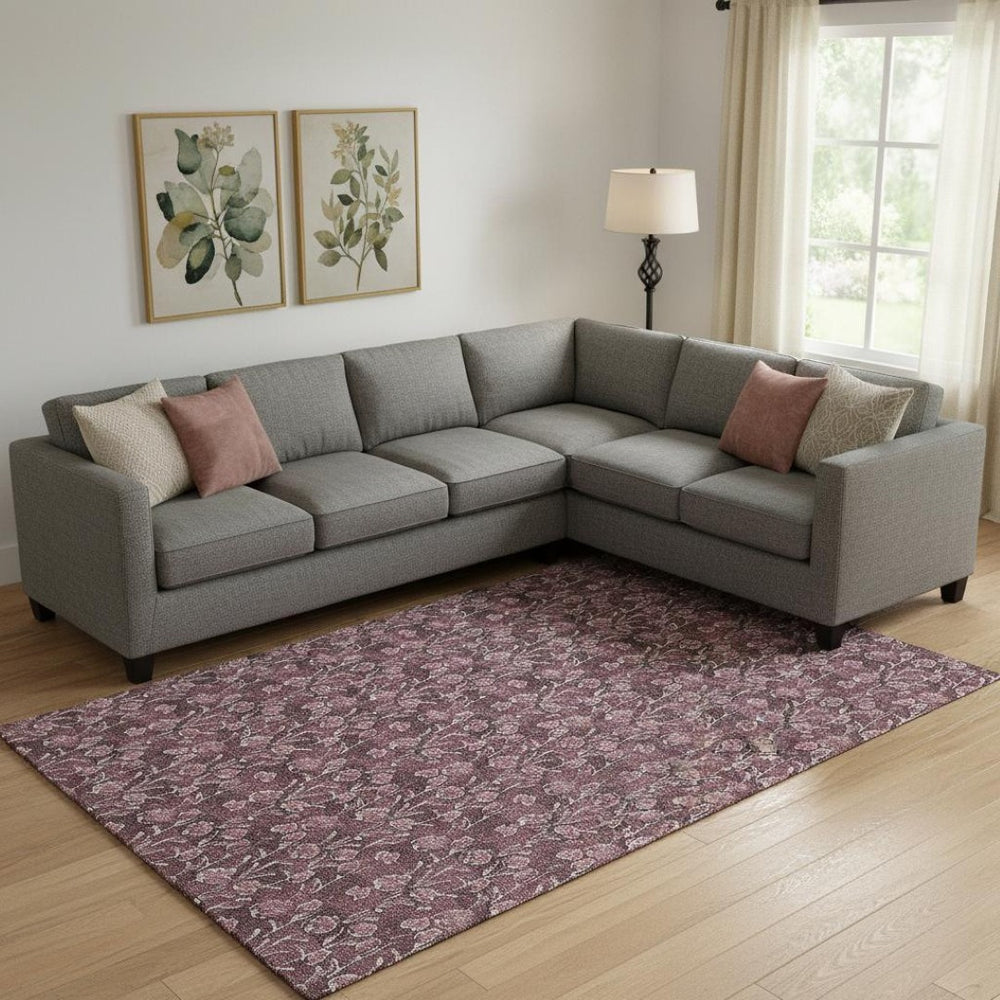 HomeRoots 9' X 12' Elegant Merlot and Ivory Floral Area Rug – Washable, Stain-Resistant, UV Protected Beauty! 656447