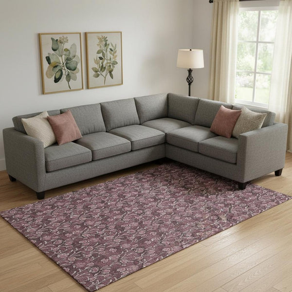 HomeRoots 9' X 12' Elegant Merlot and Ivory Floral Area Rug – Washable, Stain-Resistant, UV Protected Beauty! 656447