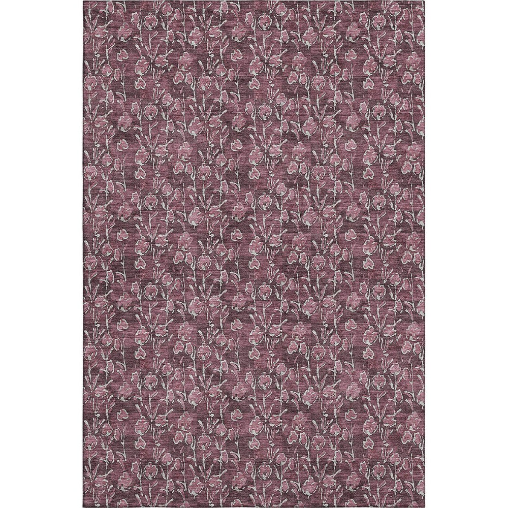 HomeRoots 9' X 12' Elegant Merlot and Ivory Floral Area Rug – Washable, Stain-Resistant, UV Protected Beauty! 656447