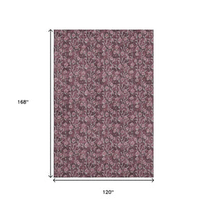 HomeRoots 10' X 14' Merlot Floral Washable Area Rug - Durable, Stain-Resistant, UV Protected for Busy Homes 656448