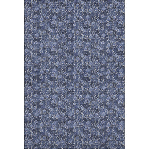 HomeRoots 8' X 10' Navy Blue & Ivory Floral Area Rug - Washable, UV-Protected, Family-Friendly Elegance 656452