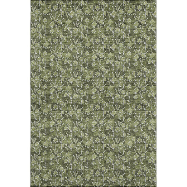 HomeRoots 9' Olive Green & Ivory Floral Area Rug – Washable, UV-Protected, Durable & Stylish for Every Home 656459