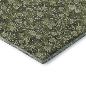 HomeRoots 9' Olive Green & Ivory Floral Area Rug – Washable, UV-Protected, Durable & Stylish for Every Home 656459