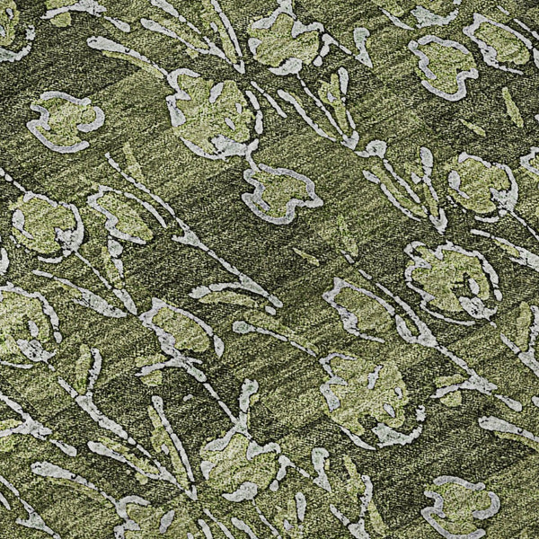 HomeRoots 9' Olive Green & Ivory Floral Area Rug – Washable, UV-Protected, Durable & Stylish for Every Home 656459