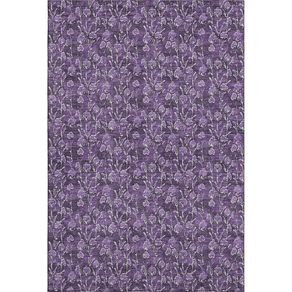 HomeRoots 8' X 10' Floral Washable Area Rug in Purple & Ivory - Durable, Stain Resistant, UV Protected Design 656464