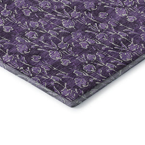 HomeRoots 8' X 10' Floral Washable Area Rug in Purple & Ivory - Durable, Stain Resistant, UV Protected Design 656464
