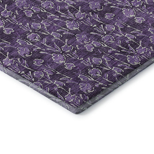 HomeRoots 8' X 10' Floral Washable Area Rug in Purple & Ivory - Durable, Stain Resistant, UV Protected Design 656464