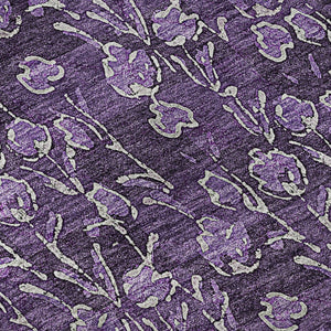 HomeRoots 8' X 10' Floral Washable Area Rug in Purple & Ivory - Durable, Stain Resistant, UV Protected Design 656464