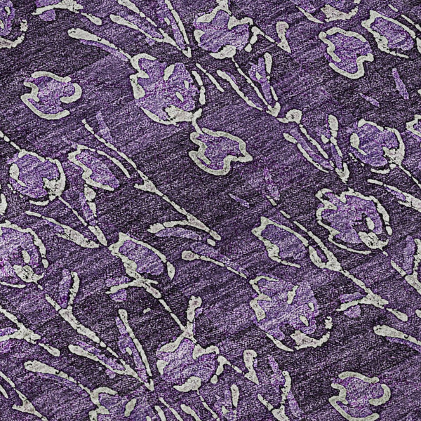 HomeRoots 8' X 10' Floral Washable Area Rug in Purple & Ivory - Durable, Stain Resistant, UV Protected Design 656464