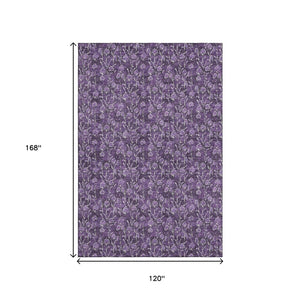 HomeRoots 10' X 14' Floral Washable Area Rug - Purple & Ivory with UV Protection for Stylish Living Spaces 656466
