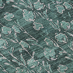 HomeRoots 5' X 8' Teal and Ivory Floral Area Rug - Stain-Resistant, UV Protected, Soft & Stylish Comfort 656468