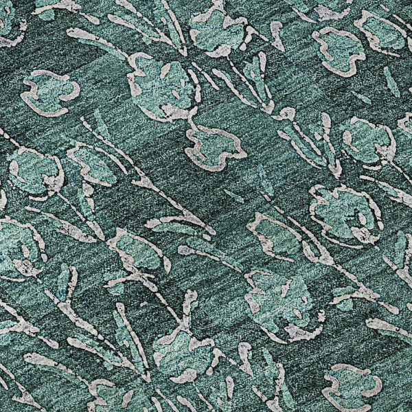 HomeRoots 5' X 8' Teal and Ivory Floral Area Rug - Stain-Resistant, UV Protected, Soft & Stylish Comfort 656468