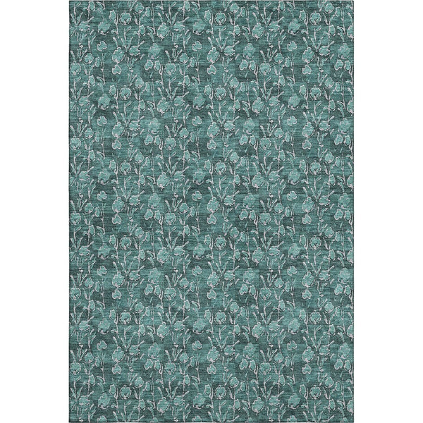 HomeRoots 10' X 14' Teal & Ivory Floral Area Rug - Durable, Washable, UV-Protected for Stylish Living Spaces 656472