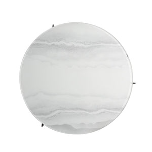 HomeRoots 40" Modern Round Coffee Table with White Glass Top and Sturdy Black Iron Frame for Stylish Living Spaces 656475