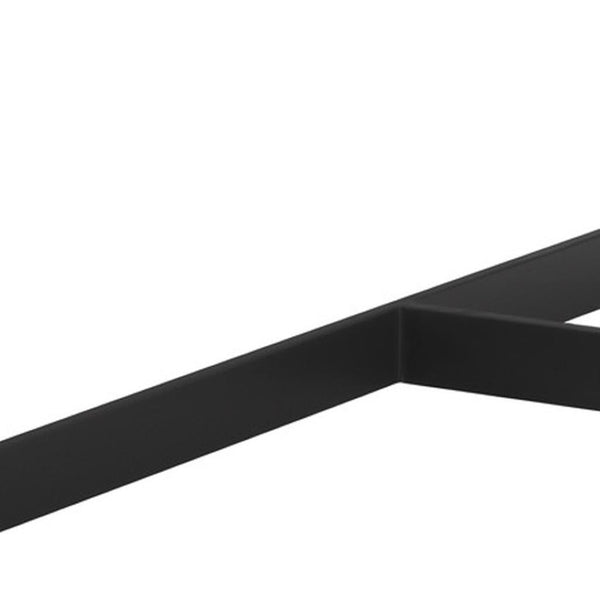 HomeRoots 40" Modern Round Coffee Table with White Glass Top and Sturdy Black Iron Frame for Stylish Living Spaces 656475