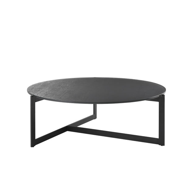 HomeRoots 40" Modern Round Glass Coffee Table with Durable Black Iron Frame – Stylish, Safe, and Versatile Design 656476