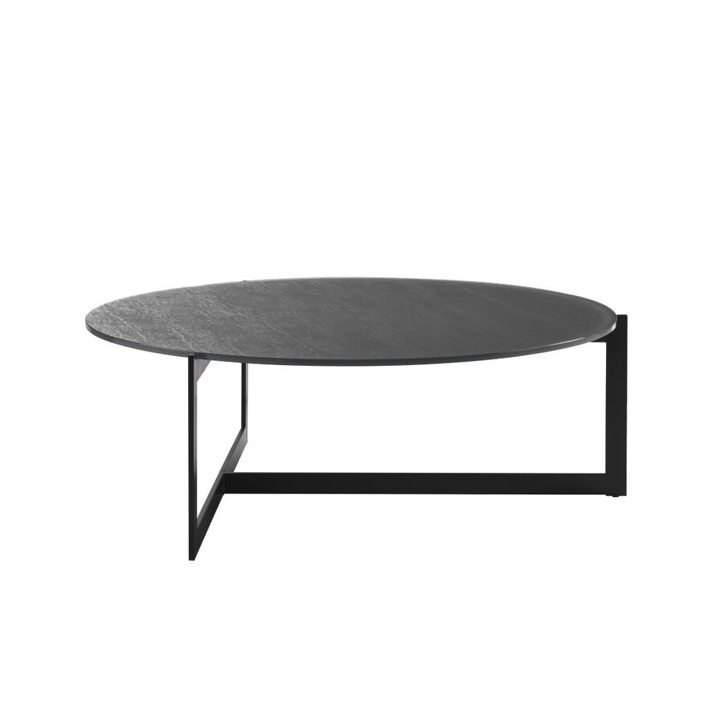 HomeRoots 40" Modern Round Glass Coffee Table with Durable Black Iron Frame – Stylish, Safe, and Versatile Design 656476