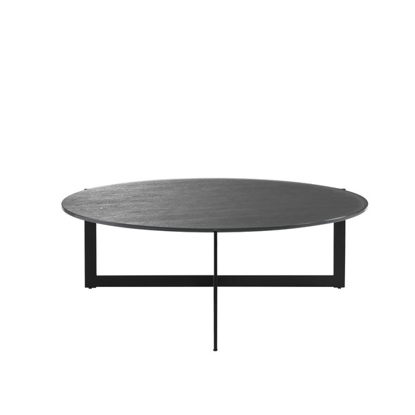 HomeRoots 40" Modern Round Glass Coffee Table with Durable Black Iron Frame – Stylish, Safe, and Versatile Design 656476