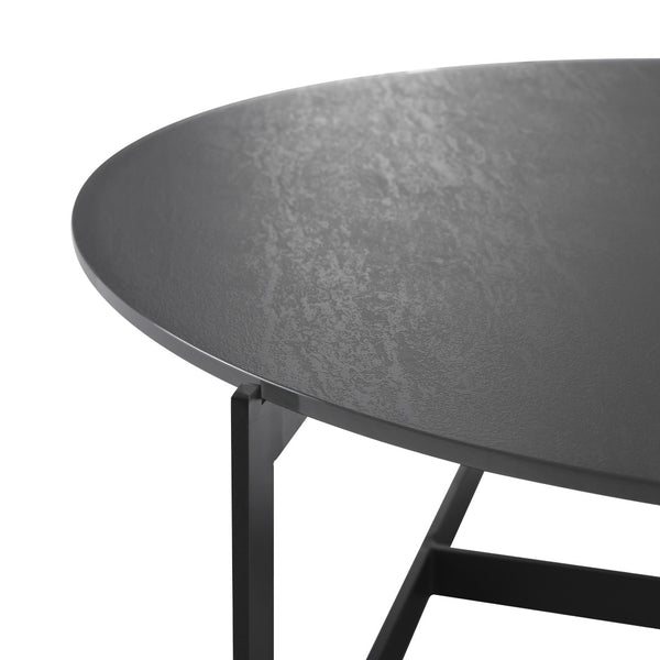 HomeRoots 40" Modern Round Glass Coffee Table with Durable Black Iron Frame – Stylish, Safe, and Versatile Design 656476
