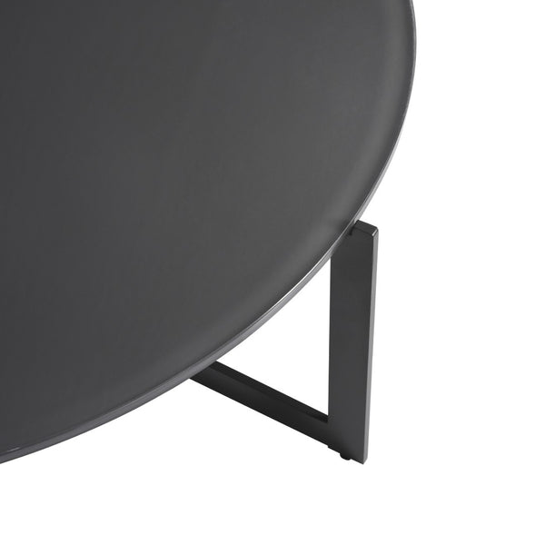 HomeRoots 40" Modern Round Glass Coffee Table with Durable Black Iron Frame – Stylish, Safe, and Versatile Design 656476