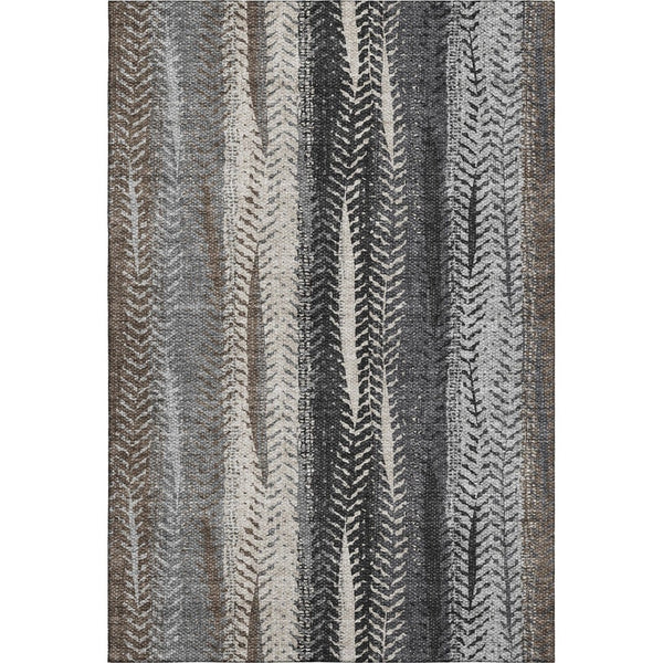 HomeRoots 10' Striped Washable Area Rug in Brown, Gray & Ivory – Durable, UV-Protected, Pet-Friendly Design! 656483