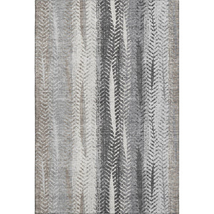 HomeRoots 8' X 10' Stylish Khaki Ivory Gray Striped Washable Area Rug with UV Protection & Stain Resistance 656493
