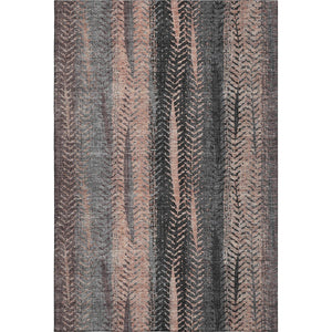 HomeRoots 8' X 10' Terra Cotta & Gray Striped Washable Area Rug - Durable, UV-Protected, Stylish Comfort for Homes 656499