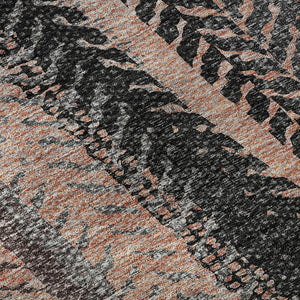 HomeRoots 8' X 10' Terra Cotta & Gray Striped Washable Area Rug - Durable, UV-Protected, Stylish Comfort for Homes 656499