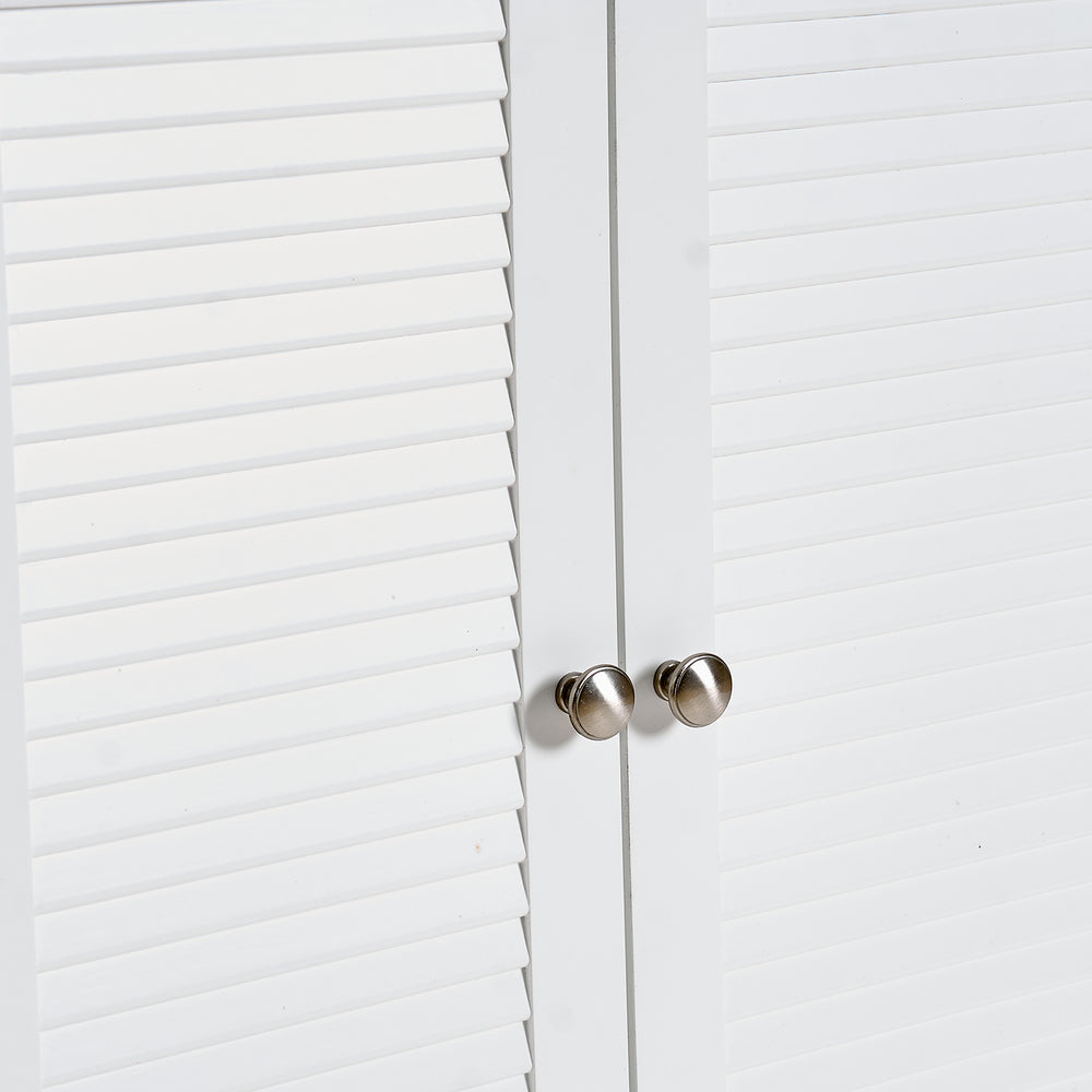 English Elm 67" Tall Pantry Cabinet with Glass Doors & Drawer, 67" White MDF Tall Kitchen Storage Cupboard W3417P321849